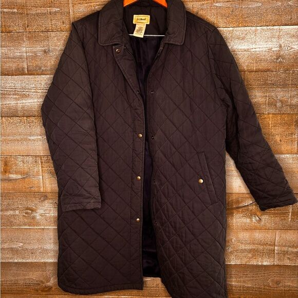 L.L. Bean Jackets & Blazers - L.L. Bean large blue navy Quilted button up winter coat Jacket overcoat trench